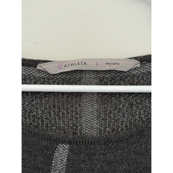 Athleta Merino Extra Fine Wool Dakota Windowpane Pullover Sweater Womens L Gray - Picture 2 of 4